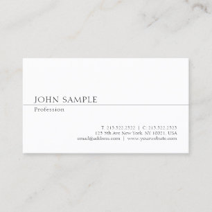 Tarjeta De Visita Llano elegante simple profesional blanco moderno