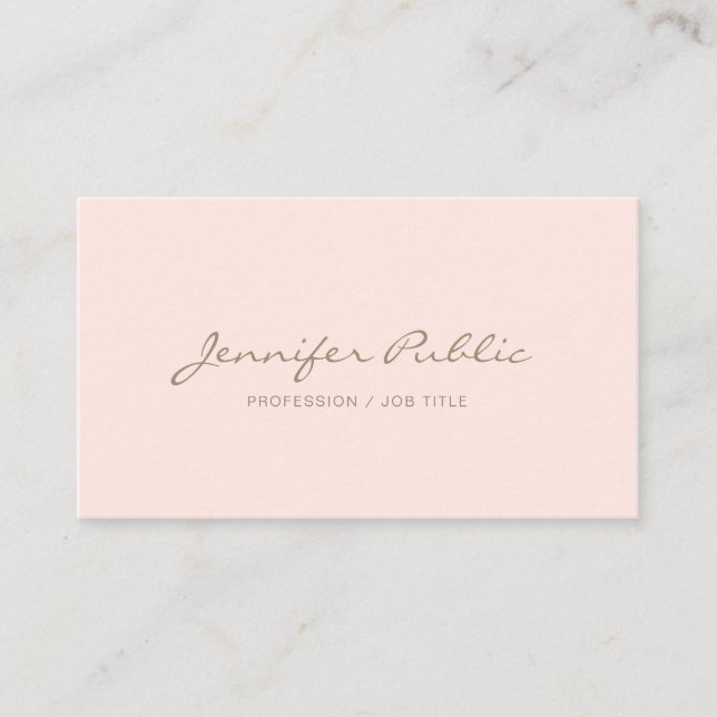 Tarjeta De Visita Llano elegante simple rosado elegante profesional (Anverso)