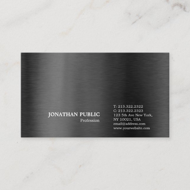 Tarjeta De Visita Llano gris negro profesional elegante moderno (Anverso)