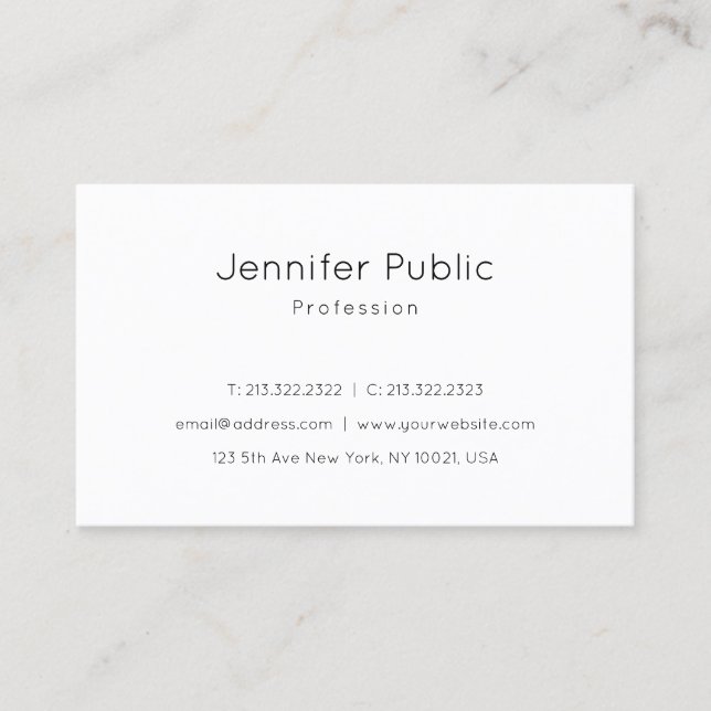 Tarjeta De Visita Llano liso elegante de moda hermoso del diseño (Anverso)