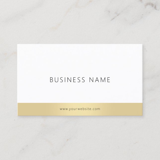 Tarjeta De Visita Llano Modern Simple Elegant Gold White Company (Anverso)