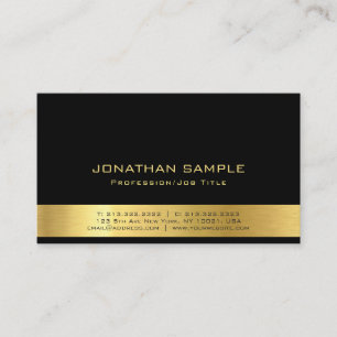 Tarjeta De Visita Llano negro elegante profesional moderno del oro