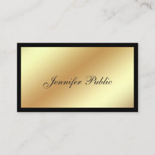 Tarjeta De Visita Llano negro profesional moderno elegante del oro