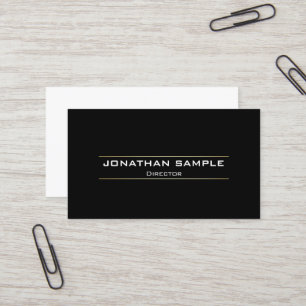 Tarjeta De Visita Llano negro profesional moderno elegante del oro
