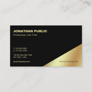Tarjeta De Visita Llano profesional del oro negro elegante moderno