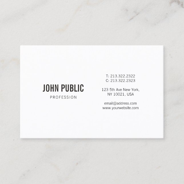 Tarjeta De Visita Llano profesional elegante moderno de Minimalistic (Anverso)