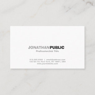 Tarjeta De Visita Llano simple blanco profesional moderno elegante