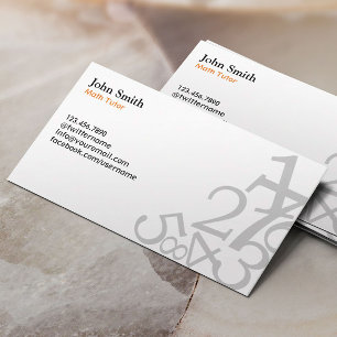 Tarjeta De Visita Llano simple del profesor de los números del