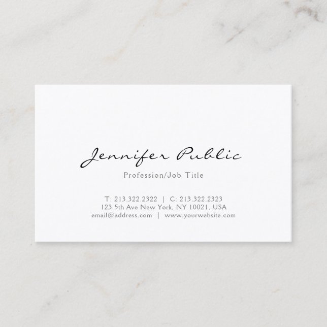Tarjeta De Visita Llano simple elegante profesional del diseño (Anverso)