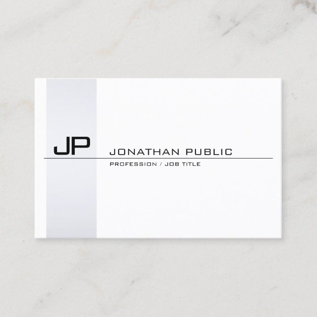 Tarjeta De Visita Llano simple moderno del monograma elegante (Anverso)