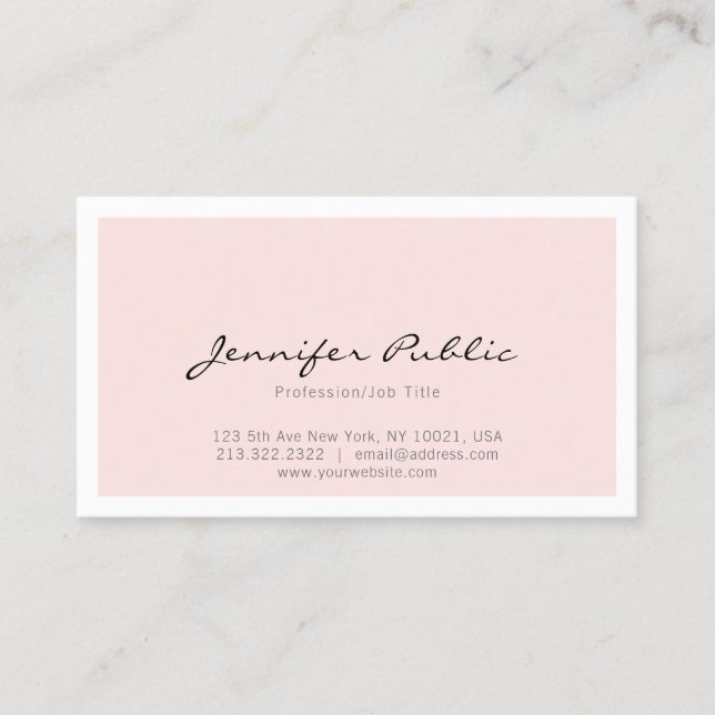 Tarjeta De Visita Llano simple rosado elegante moderno profesional (Anverso)