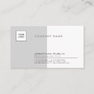 Tarjeta De Visita Llano Stylish White Grises Professional Company
