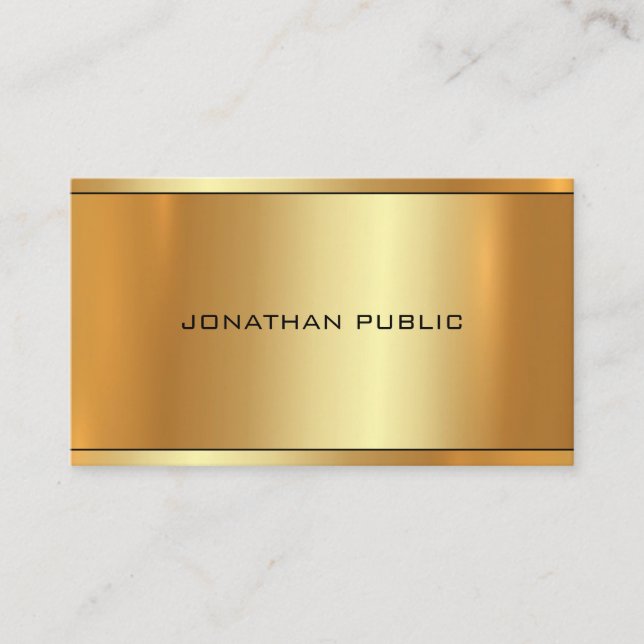Tarjeta De Visita Llano superior moderno profesional del oro (Anverso)