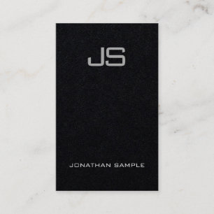 Tarjeta De Visita Llano vertical del monograma encantador negro
