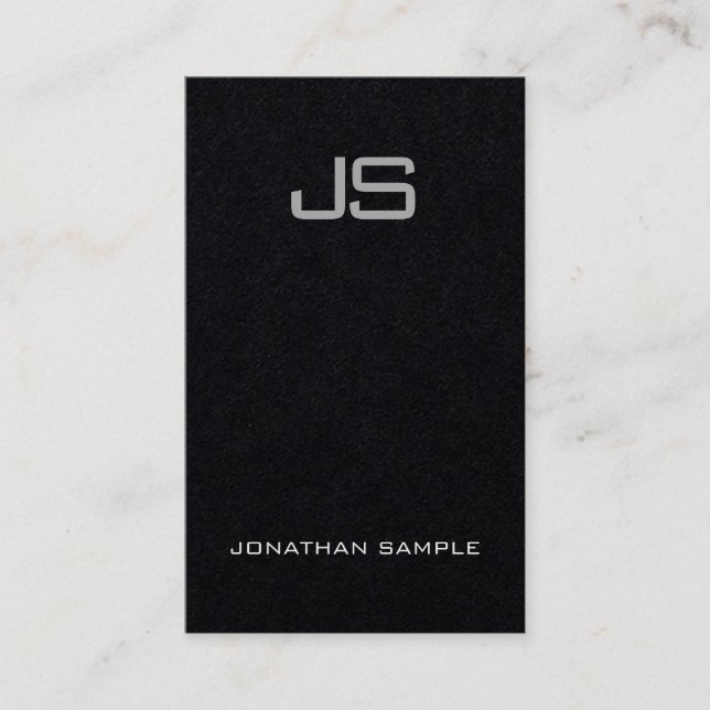 Tarjeta De Visita Llano vertical del monograma encantador negro (Anverso)