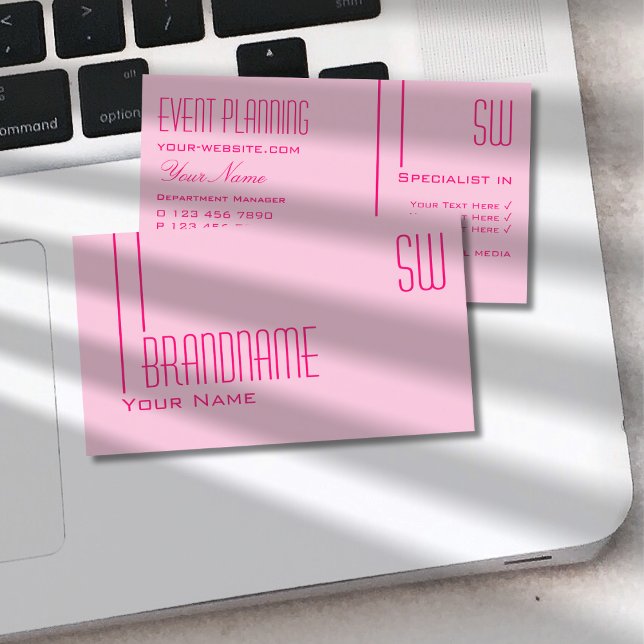 Tarjeta De Visita Llanto ligero Rosa con Iniciales Profesionales (Subido por el creador)