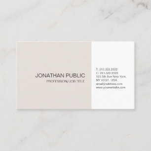 Tarjeta De Visita Llanura artística elegante de color blanco beige p
