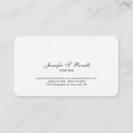 Tarjeta De Visita Llanura de escritura manual blanca negra clásica