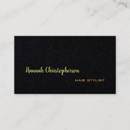 Tarjeta De Visita Llanura de estilo de pelo manuscrito clásico negro