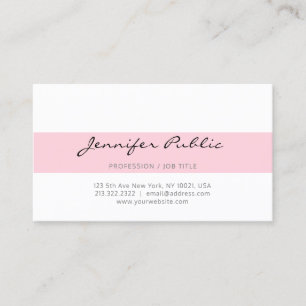 Tarjeta De Visita Llanura de limpieza blanca rosa y moderna profesio