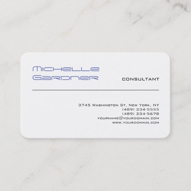 Tarjeta De Visita Llanura de moda blanca profesional creativa modern (Anverso)