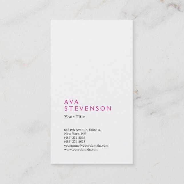 Tarjeta De Visita Llanura Minimalista rosa profesional moderna (Anverso)