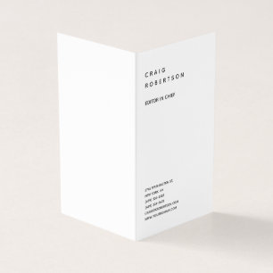 Tarjeta De Visita Llanura Minimalista vertical moderna negro y blanc