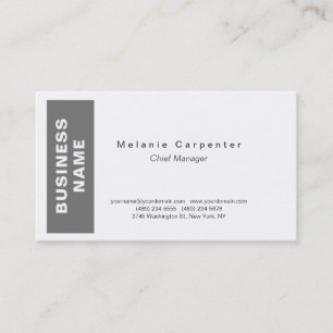 Tarjeta De Visita Llanura moderna Minimalista de color blanco gris