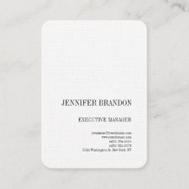 Tarjeta De Visita Llanura moderna Minimalista de lino blanco negro