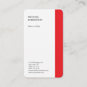 Tarjeta De Visita Llanura profesional Minimalista de color blanco ro