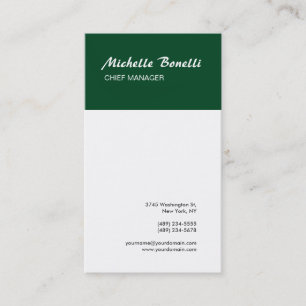 Tarjeta De Visita Llanura profesional Minimalista verde y blanca mod