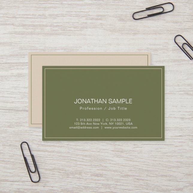 Tarjeta De Visita Llanura profesional moderna de diseño artístico de (Anverso/Reverso In Situ)