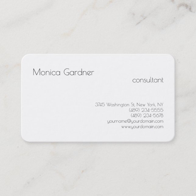 Tarjeta De Visita Llanura simple a la moda blanco moderno creativo (Anverso)