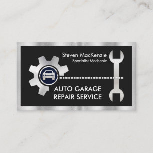 Tarjeta De Visita Llave de Cadena de Engranajes de Plata Reparacione