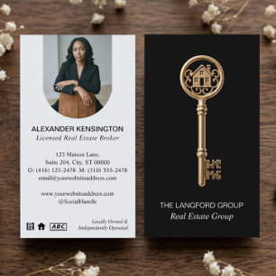 Tarjeta De Visita Llave de la casa de oro negro de lujo Agente de bi