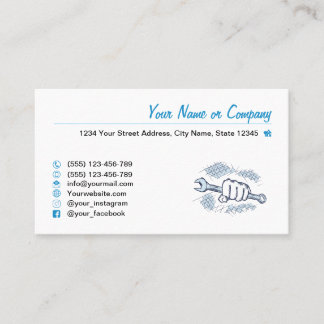 Tarjeta De Visita Llave de tornillo, dibujada a mano. Servicio de re