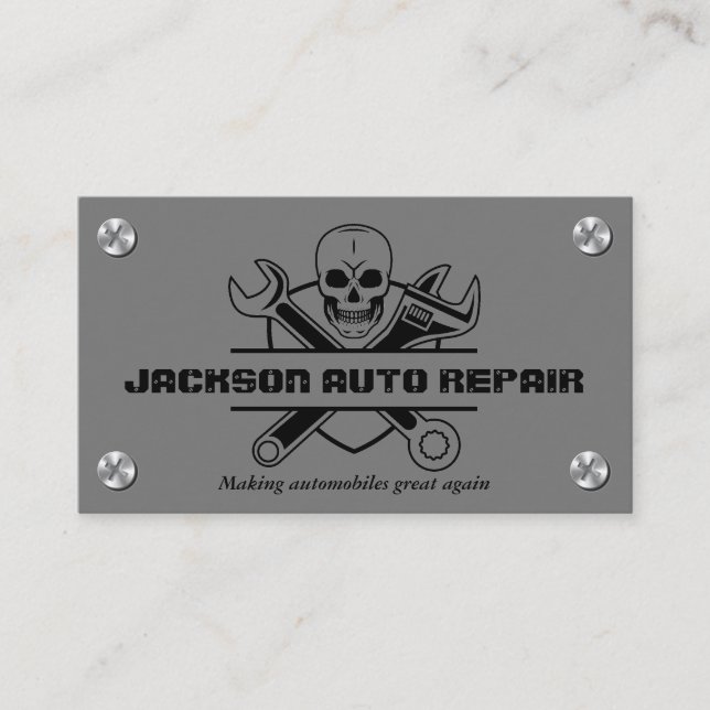 Tarjeta De Visita Llave del cráneo de reparación automática del mecá (Anverso)