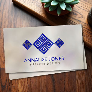 Tarjeta De Visita Llave griega - meandro griego - lapislázuli en la