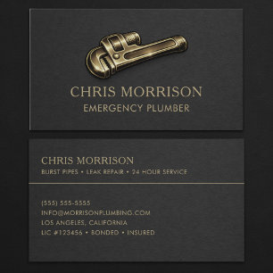 Tarjeta De Visita Llave inglesa profesional para fontaneros de emerg