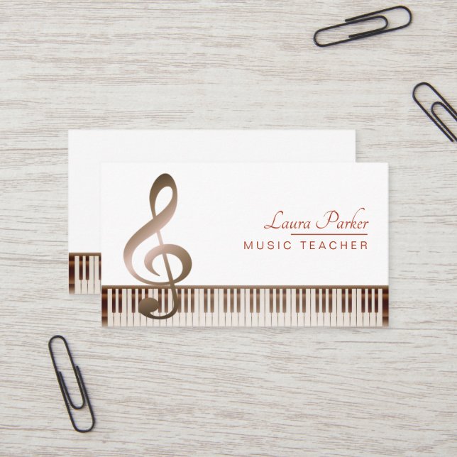 Tarjeta De Visita Llave musical elegante del teclado de piano del (Anverso/Reverso In Situ)