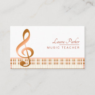 Tarjeta De Visita Llave musical elegante del teclado de piano del