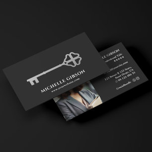 Tarjeta De Visita Llave negra plateada de marketing profesional mini