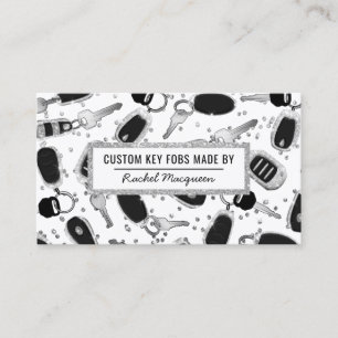 Tarjeta De Visita Llave Purpurina de plata blanca espumosa Fob Craft