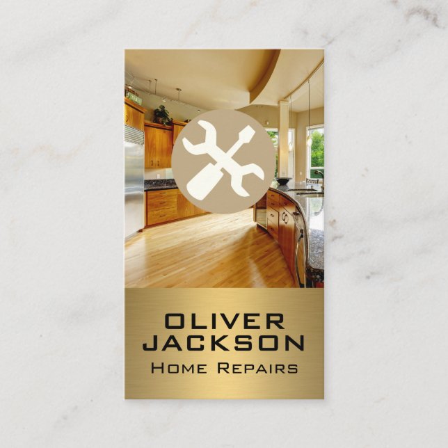 Tarjeta De Visita Llave y destornillador | Hogar moderno de cocina (Anverso)