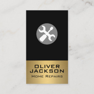 Tarjeta De Visita Llave y destornillador   Metálico de oro