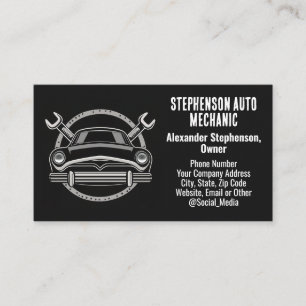 Tarjeta De Visita Llaves Mecánico de Auto de Coche Antiguo