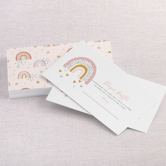Tarjeta De Visita Lluvia de pañales para baby shower Arcoíris Pastel (Subido por el creador)
