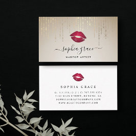 Tarjeta De Visita Lluvia dorada labios de artistas de maquillaje