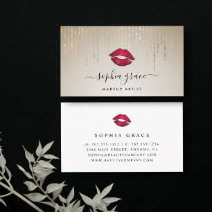 Tarjeta De Visita Lluvia dorada labios de artistas de maquillaje