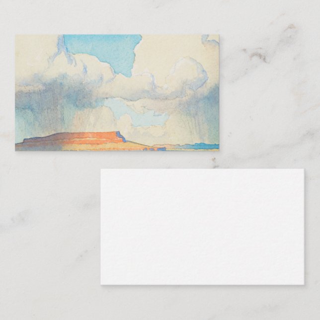 Tarjeta De Visita Lluvia en la Mesa, 1945 por Maynard Dixon (Anverso / Reverso)